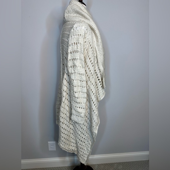 Sz S Knox Rose cream open light knit chunky textured cardigan sweater long line - Picture 3 of 7